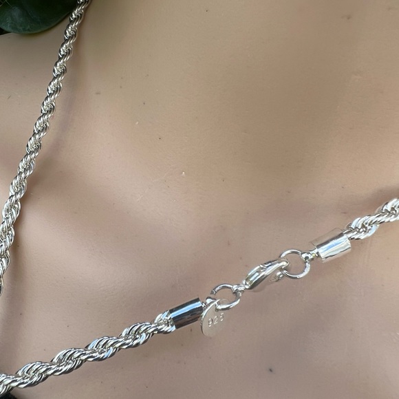 STERLING SILVER DIAMOND CUT ROPE CHAIN 14 INCH - Picture 3 of 6